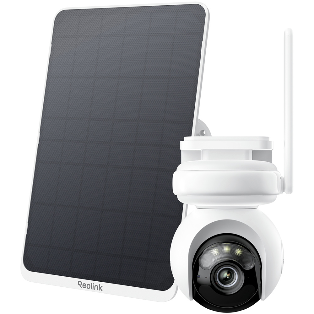 IP-WLAN-PT-Dome-Kamera, 8 MP, 4 mm, mit Solarpanel, inkl. Akku 20 Ah, IP65, NDAA, weiß