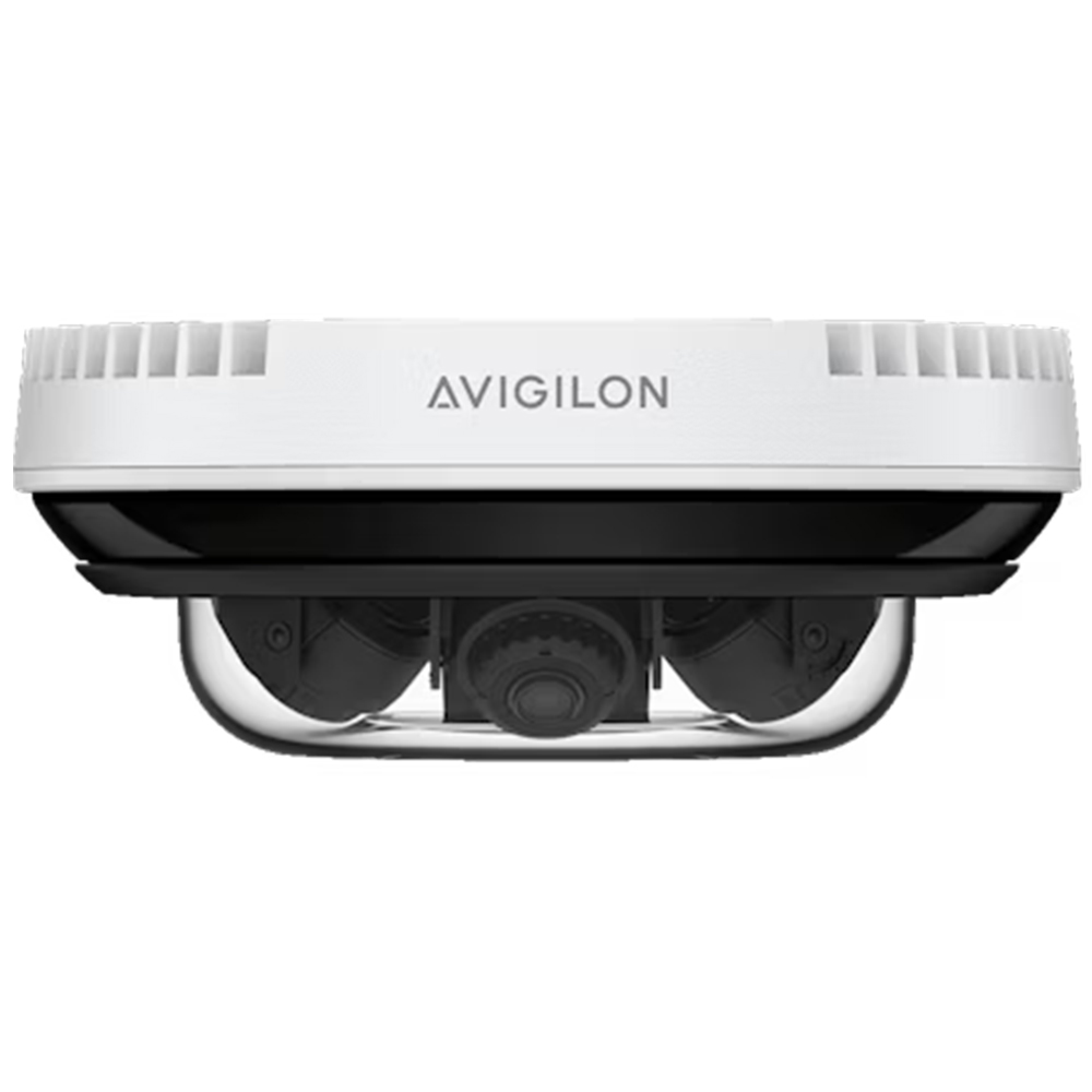 IP-Panorama-Kamera in weiß mit Avigilon-Branding