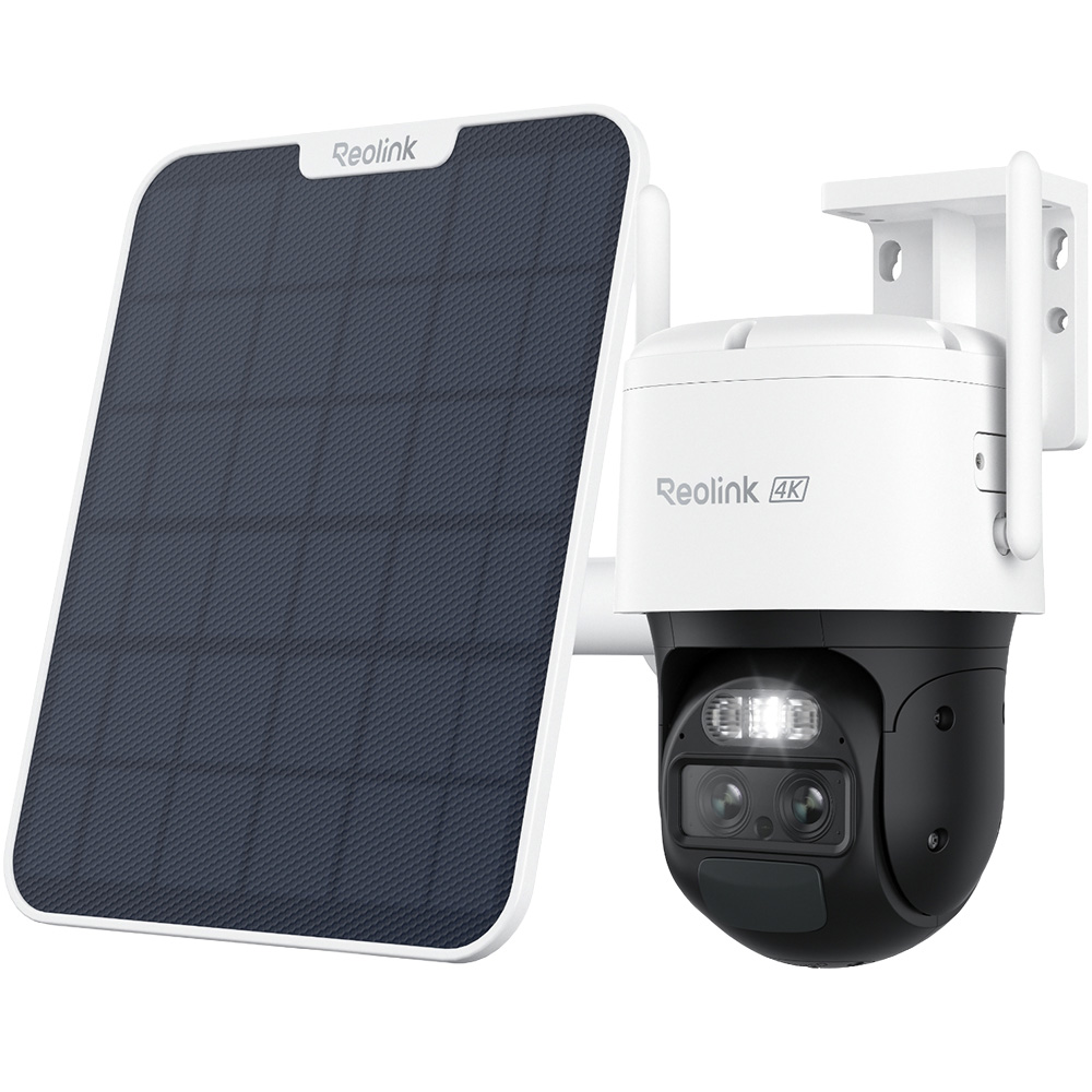 IP-WLAN-PTZ-Dome-Kamera, 2/8 MP, 2,8/8 mm, IR 30 m, mit Solarpanel, inkl. Akku 5,1 Ah, IP65, NDAA, weiß