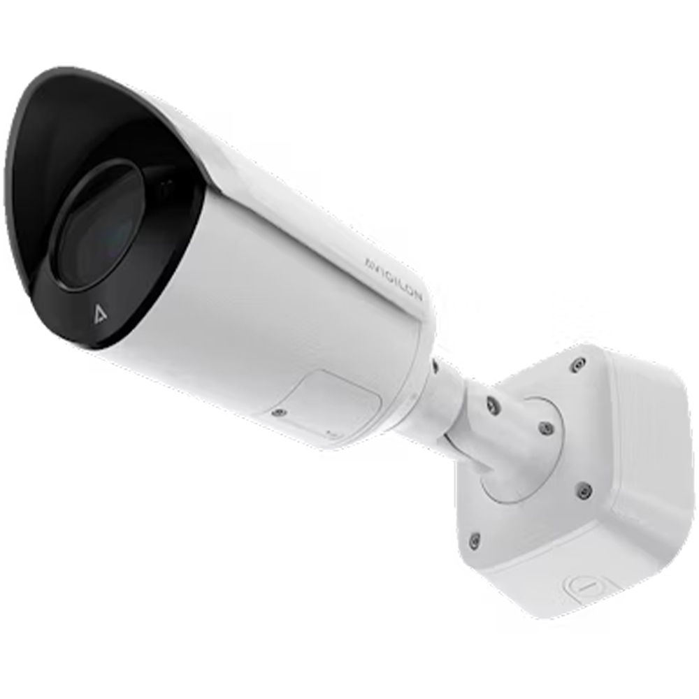 IP-Bullet-Kamera mit weißem Gehäuse, diagonal nach links oben gerichtet