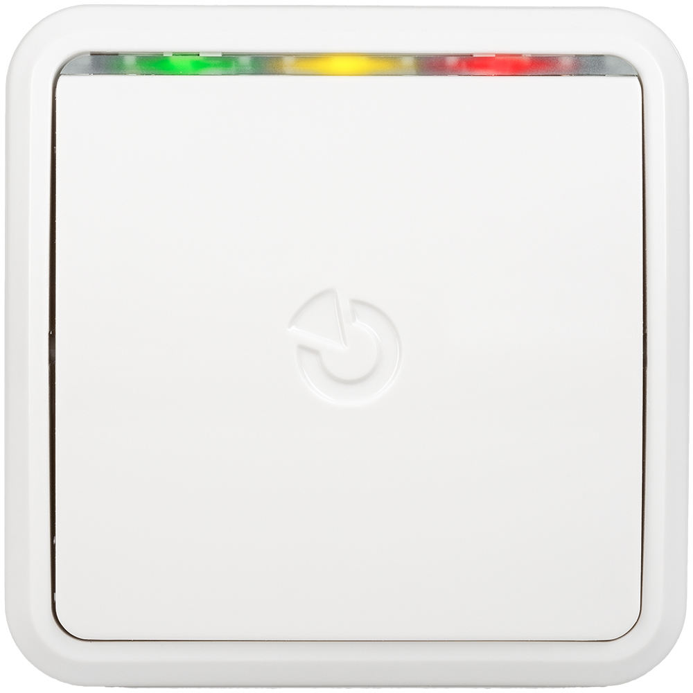Jablotron Funk-Panik-/Notruftaster 868 MHz, weiß, quadratisches Gehäuse mit mehrfarbiger Status-LED oben
