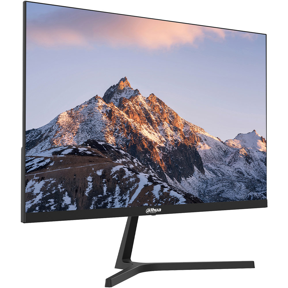 monitor, mountain wallpaper, 24 inch?, LED display, black stand