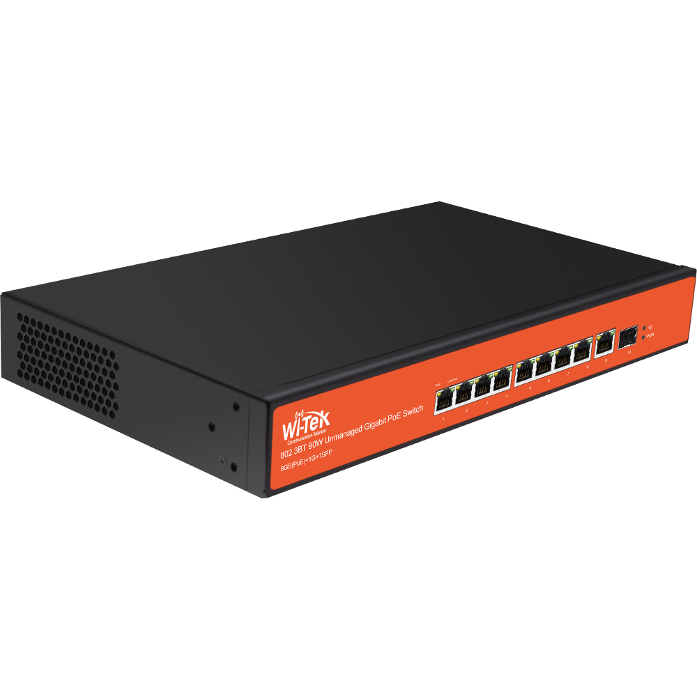 Witek PoE-Switch, 10 Ports, 8 Ports PoE, 1 Port SFP-2