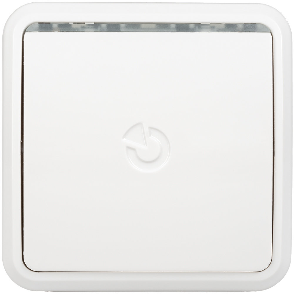 Jablotron Funk-Panik-/Notruftaster 868 MHz, weiß, quadratisches Gehäuse mit mehrfarbiger Status-LED oben