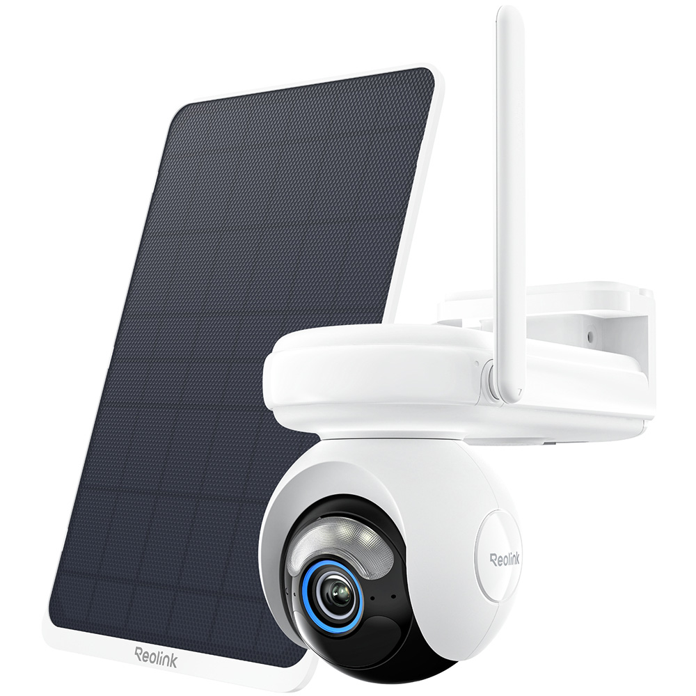 4G IP-PT-Dome-Kamera, 4 MP, 4 mm, IR 10 m, mit Solarpanel, inkl. Akku 20 Ah, IP65, NDAA, weiß